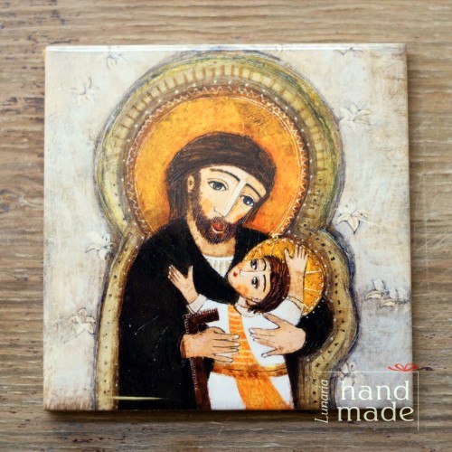 Kafel ceramiczny ze św. Józefem trzymającym małego Jezusa.jpg