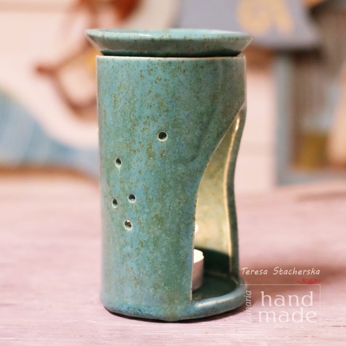 Ceramiczny kominek do olejków w turkusowym kolorze.jpg