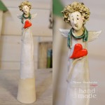 Duży ceramiczny anioł z sercem